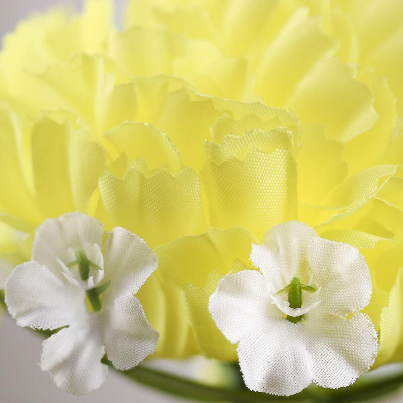 12 Factory Direct Craft Sunny Yellow Polyester Carnation Stems