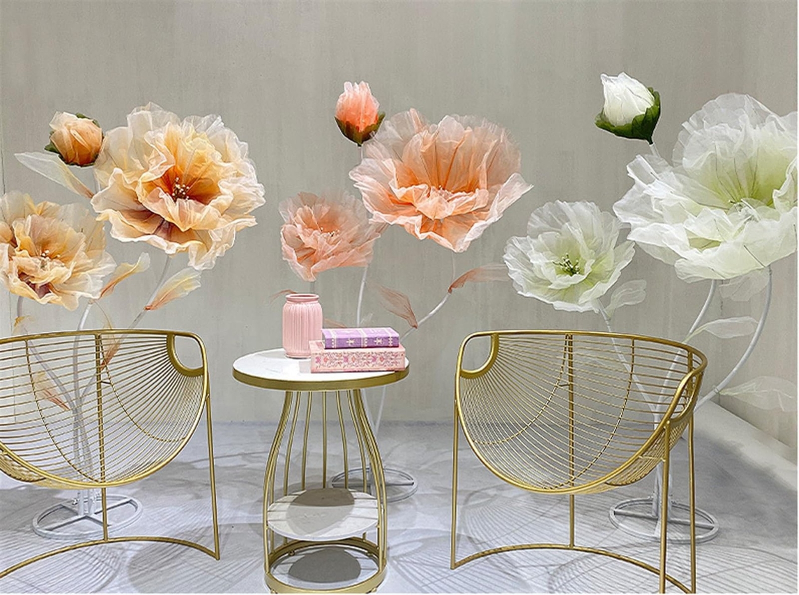 Artificial Silk Flower Decoration, Large Fake Flower with Standing Stems and …