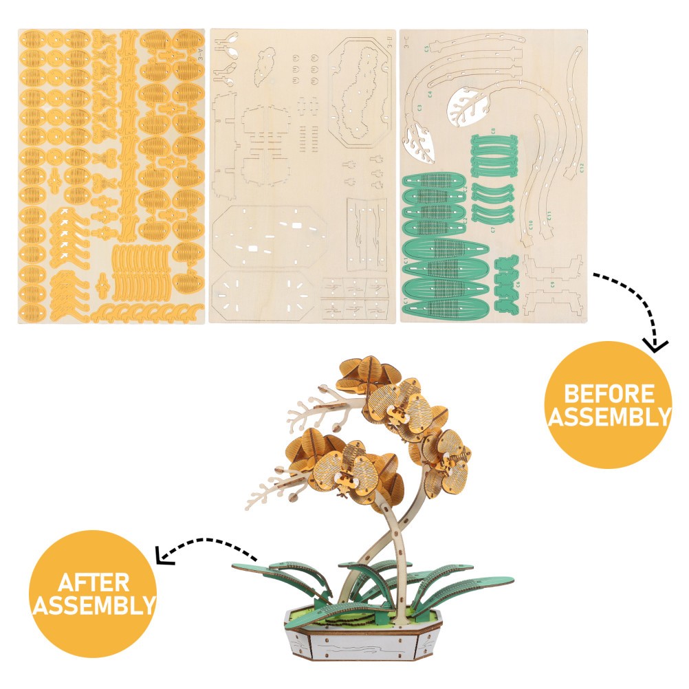 Wooden Floral Assembly Kit 3d Model Flower Artificial Phalaenopsis Bouquet