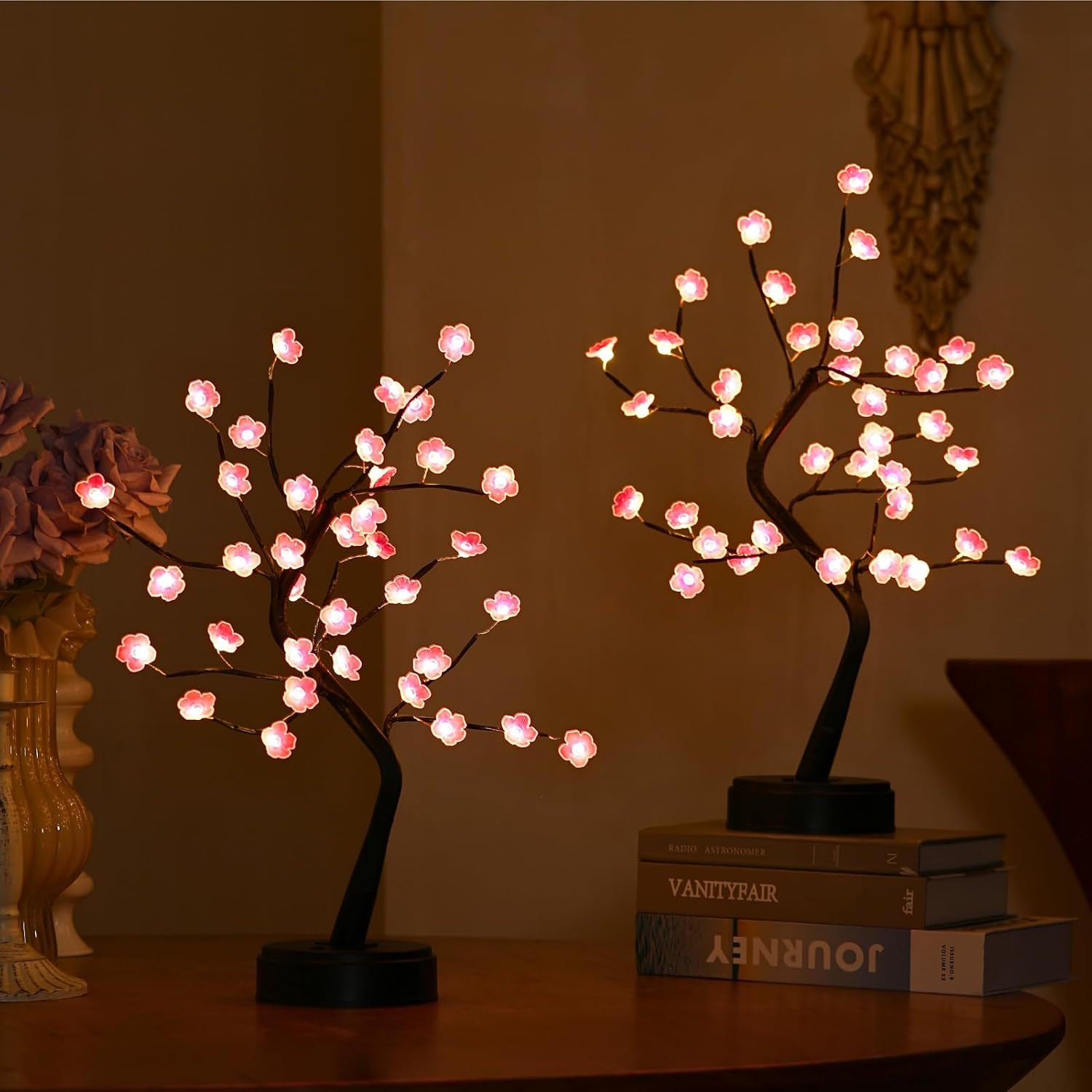 2 Cherry Blossom Bonsai Tree Lights, 36 LED Tree Lights, Japanese Style Decorati