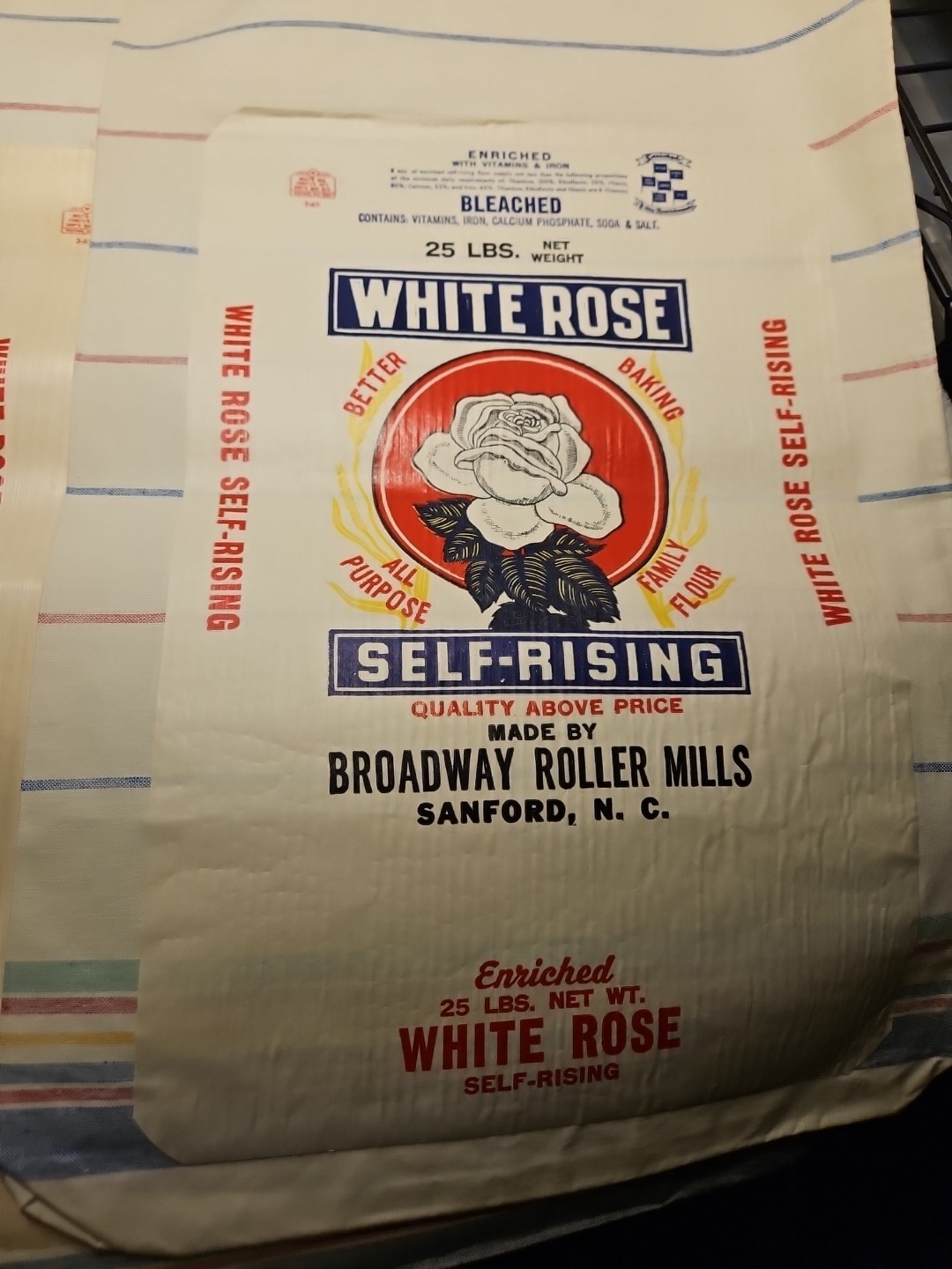 Set Of 4 White Rose Flour Bags Rustic Farmhouse Decor