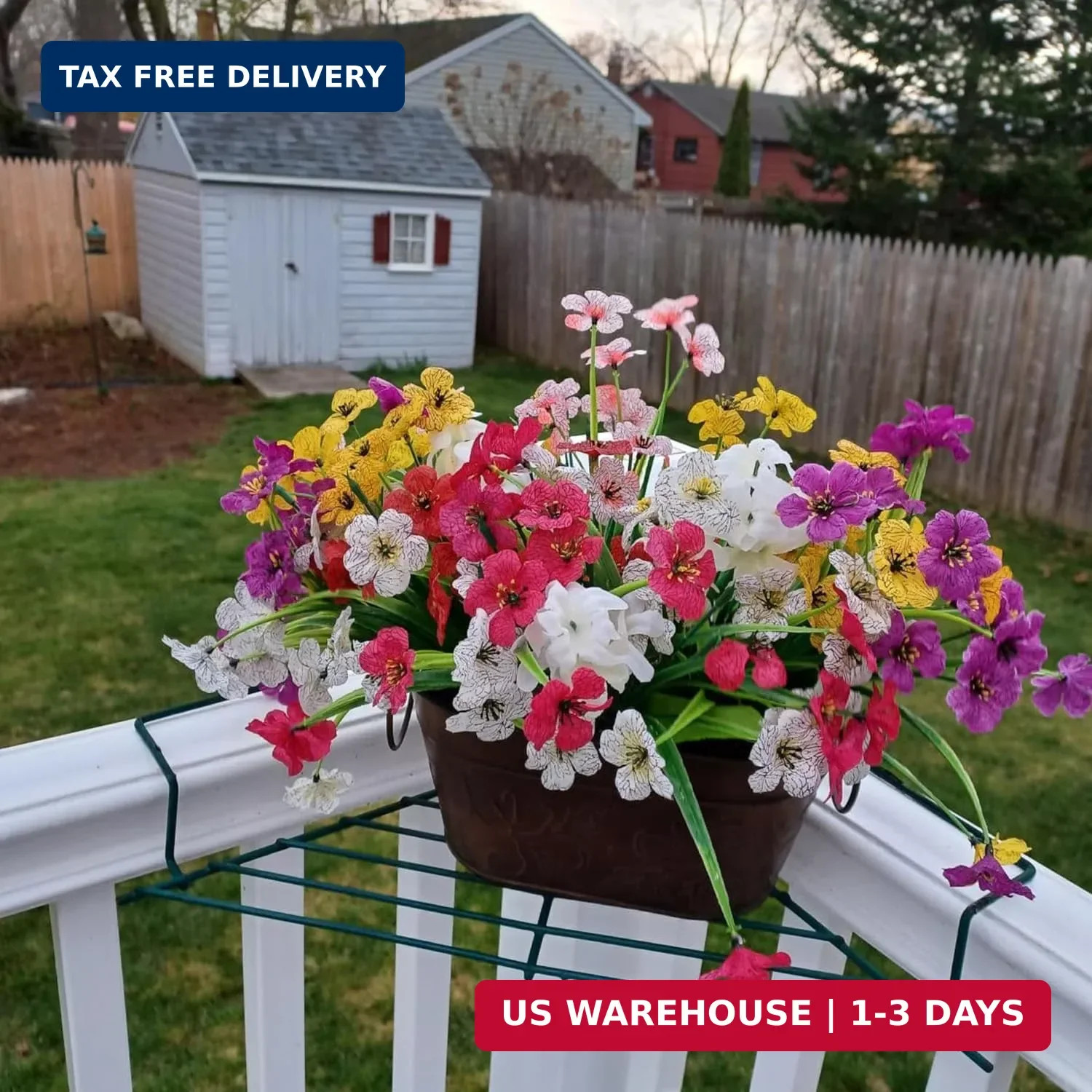 6Bundles Artificial Flowers for Outdoor,No Fade Fake Plastic Flowers Faux Plants