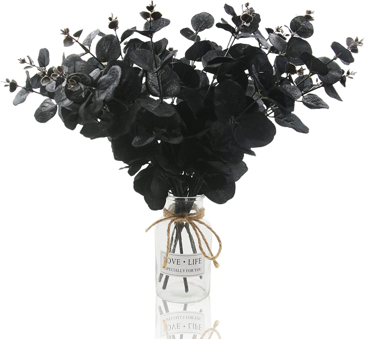 6 Pcs Artificial Black Eucalyptus Stems 14″ for DIY Flower Arrangement Decor