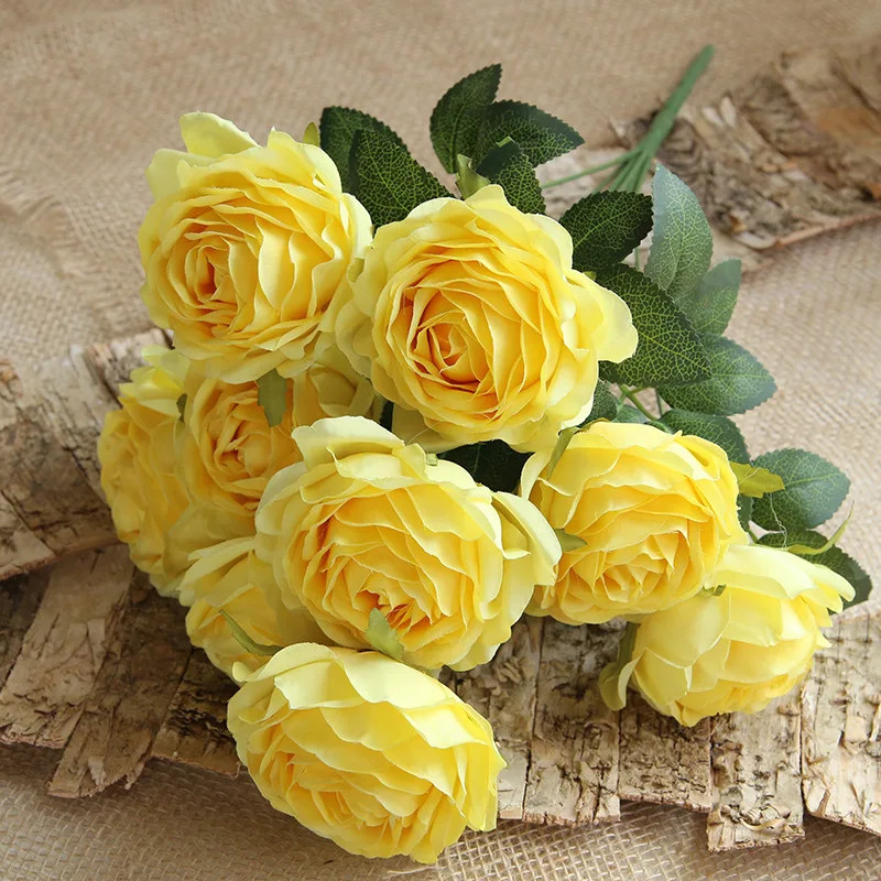 10 Heads Silk Rose Artificial Flowers Bouquet Wedding Garden Home Party Decor