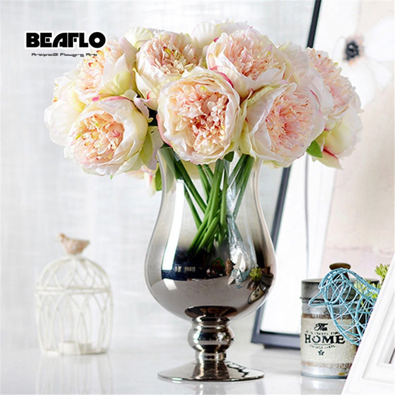 New Bunch European Artificial Flower Fake Peony Bridal Bouquet Christmas Wedding