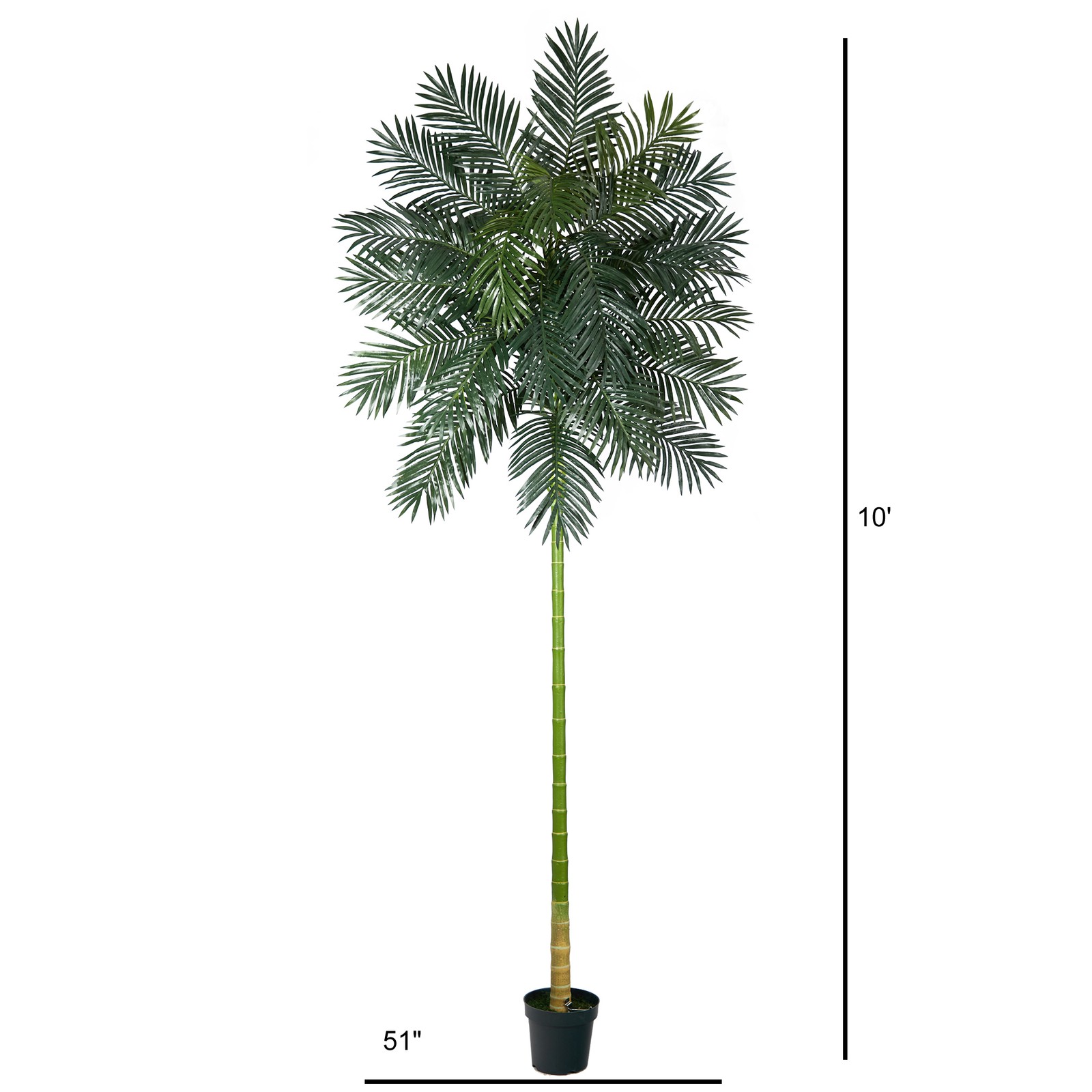 Nearly Natural 10ft Golden Cane Artificial Palm Tree in Green