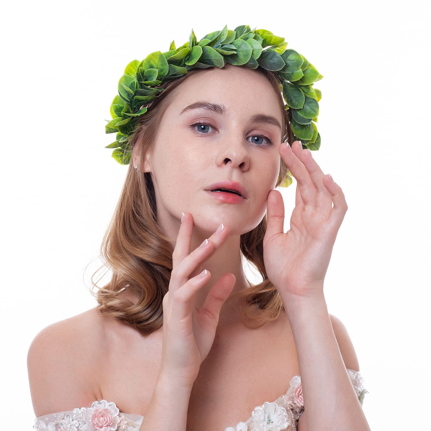 Artificial Green Leaf Crown Eucalyptus Flower Wreath Women Girls Bohemian Headpi