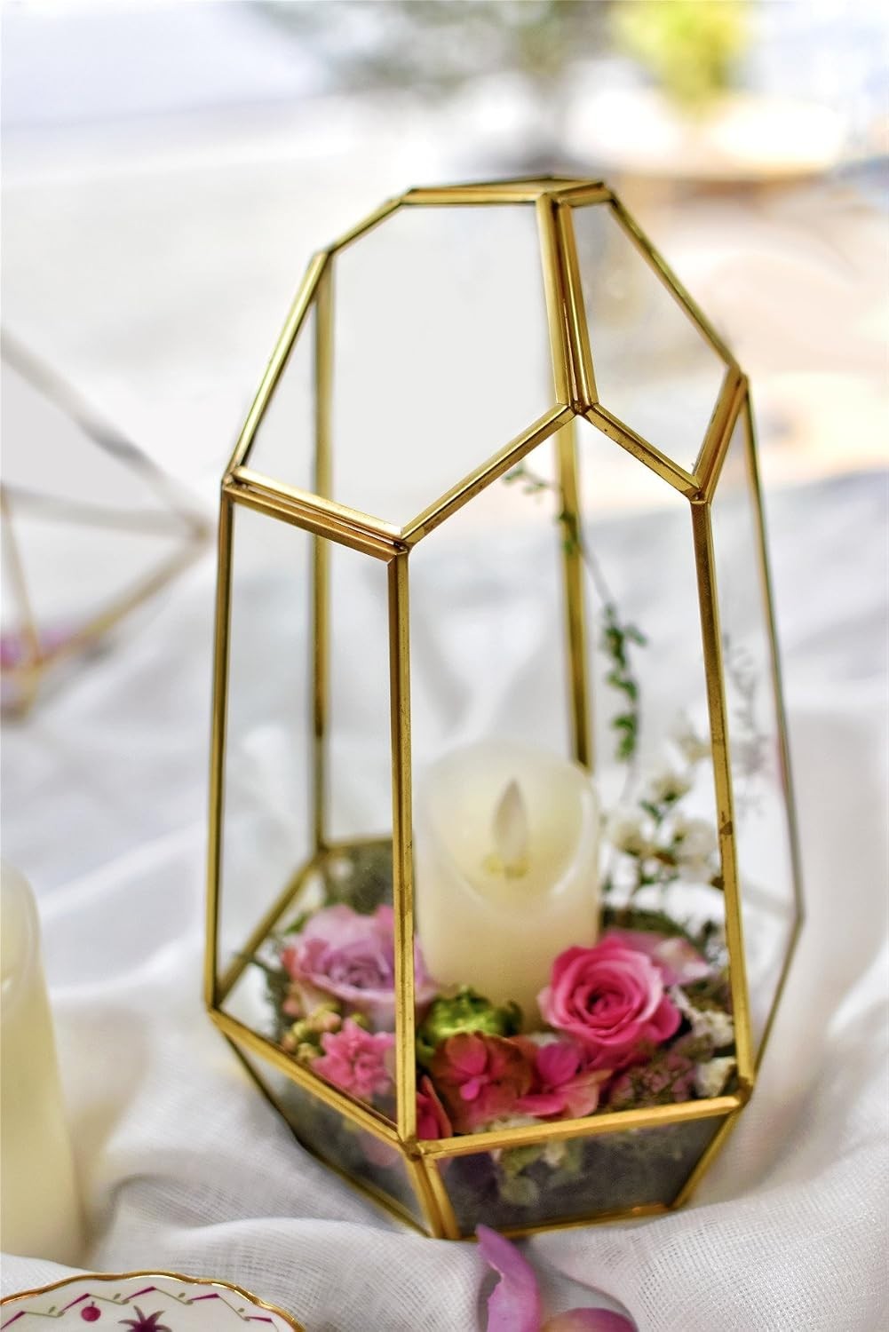 Irregular Gold Glass Terrarium – Perfect Centerpiece for Succulent Displays