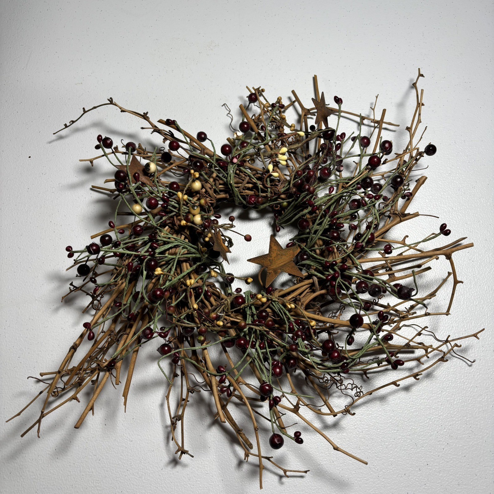 Primitive Grapevine Pip Berry Rusty Star Wreath Rustic Farmhouse Decor Country