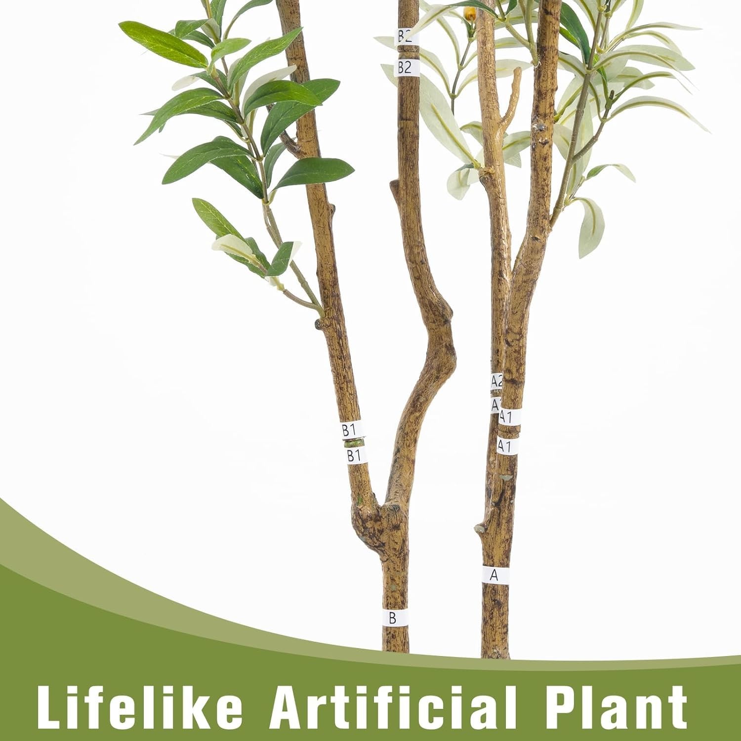 Artificial Fake Olive Tree 5FT Tall 1Pack with White Planter Faux Silk Olive …