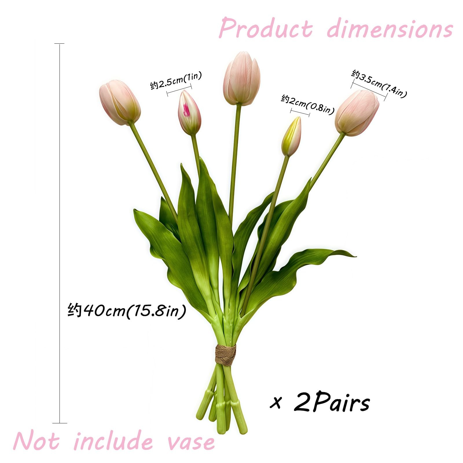 Pink Artificial Tulip Flowers 10 PCS Real Touch Bouquet Table Fake Decor