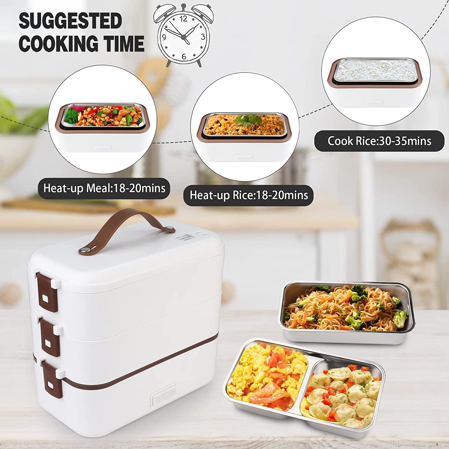 Heated Lunch Box 800 ml Self Cooking Electric Lunch Box, Portable Food Warmer