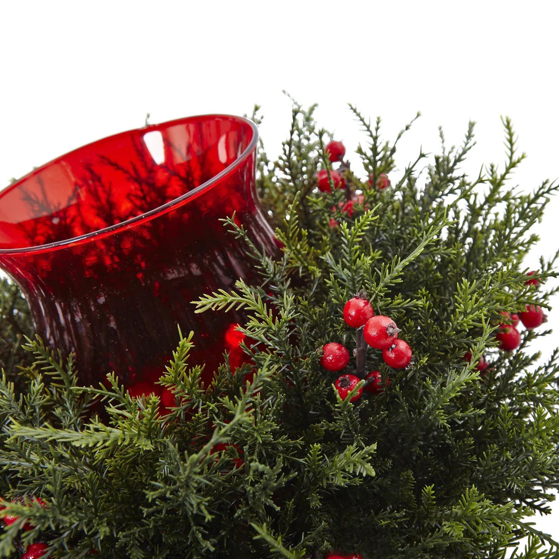 Cedar Berry Candelabrum – Lifelike Christmas Holiday Centerpiece Decor