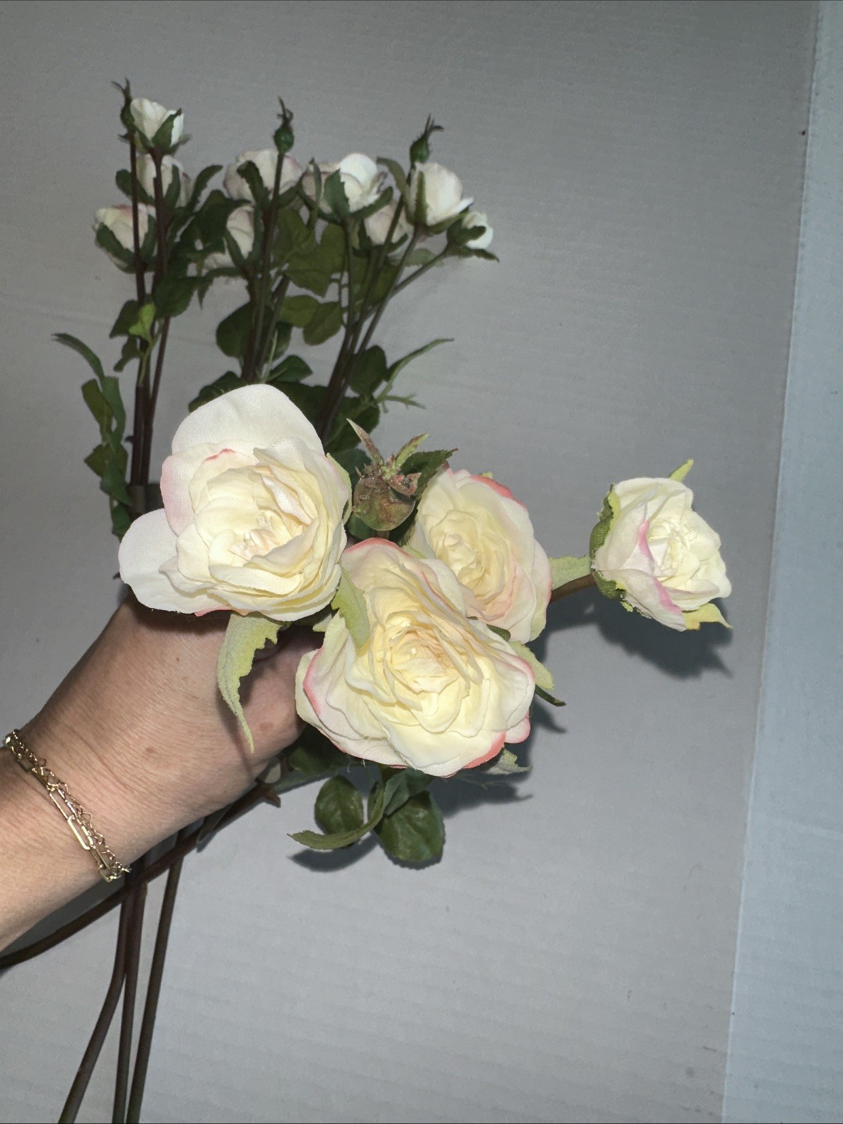 FOUR-Winward Champagne Rose Floribunda 19” Faux Florals NEW