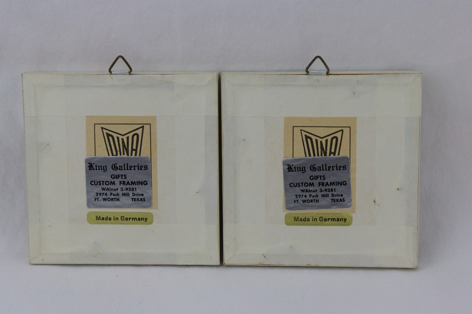 German Mini Framed Dried Flower Arrangements, Tagged, LOT OF 2