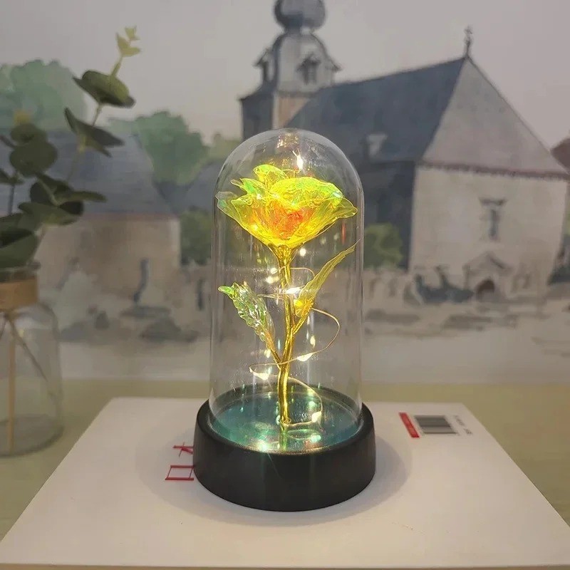 Eternal Forever Galaxy Rose Flower In Glass Dome LED Light Romantic Gift for Her