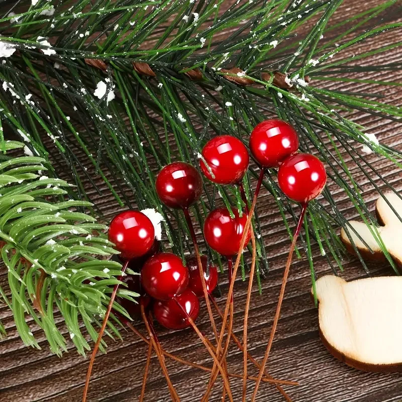 50/1000pcs Artificial Red Berry Stamen Bead Mini Floral Wreath Ornament Xmas DIY