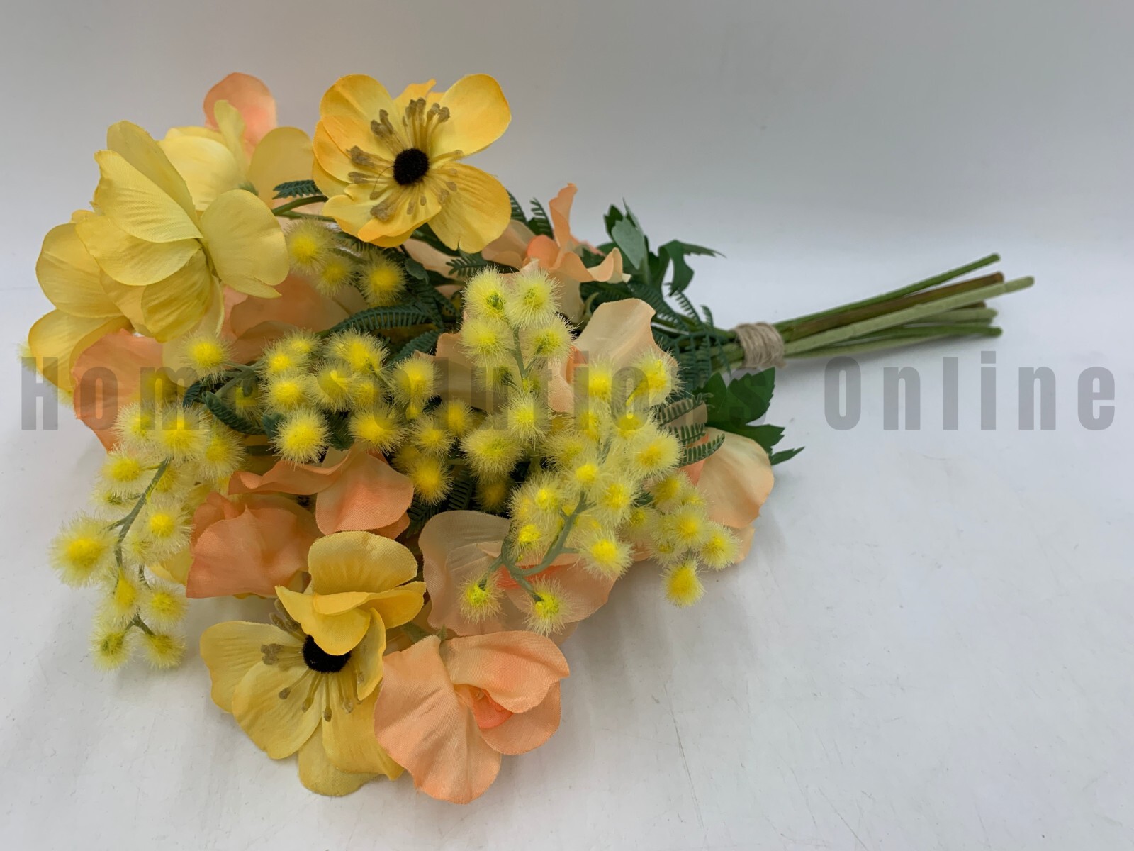 Pottery Barn Faux Mixed Spring Bouquet Yellow Orange Flowers #9505