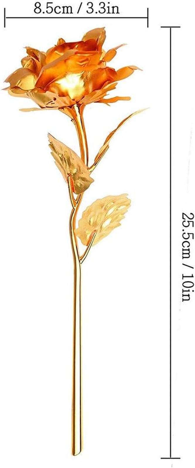 10In 24K Gold Foil Artificial Rose Flower, 24K Golden Rose Birthday Gift with Gi