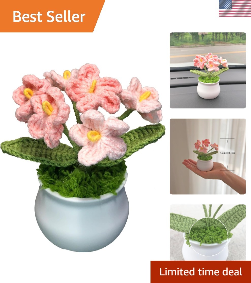 Charming Pink Gradient Myosotis Crochet Flower – Perfect Gift for Every Occasion