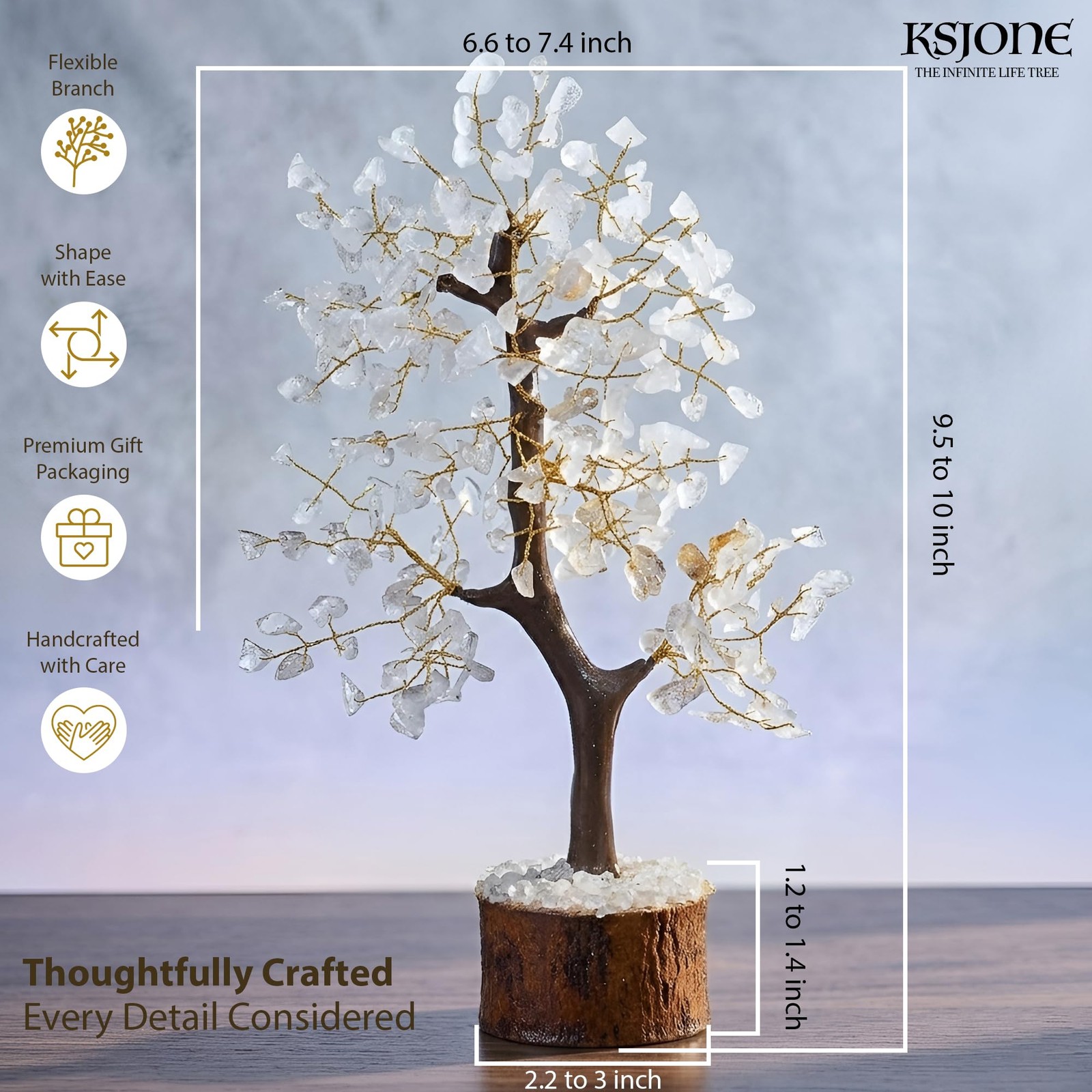 Clear Quartz Gemstone Tree of Life Handmade Feng Shui Bonsai Crystal Healing …