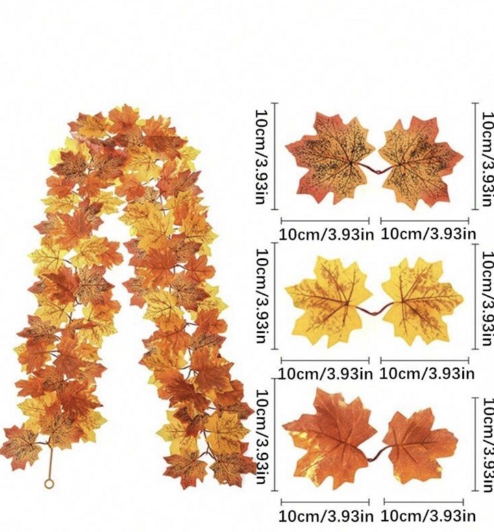 67in Fall Garland Decorations Maple Leaf Hanging Plant Thanksgiving Christmas