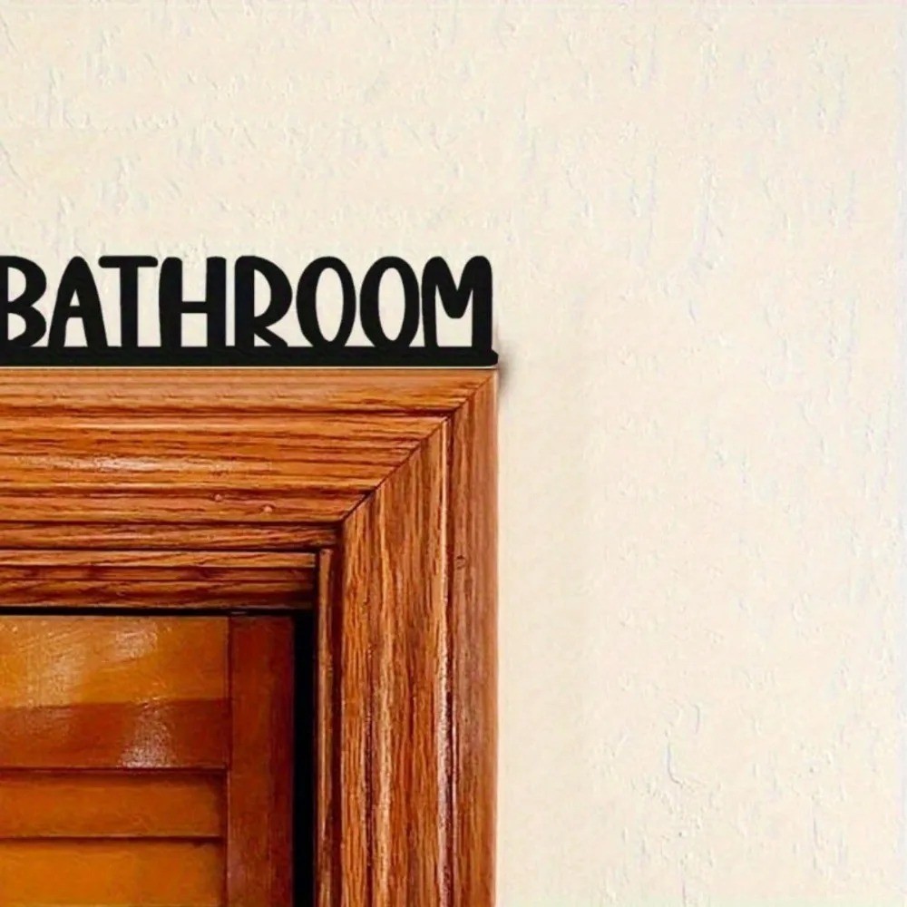 Modern Farmhouse Bathroom Wall Metal Sign – Over-The-Door Topper Décor