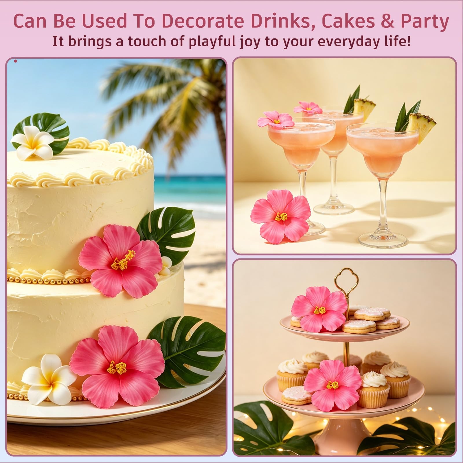 10PCS Hawaiian Faux Flowers Hibiscus Flowers Decor Artificial Hibiscus Flower…