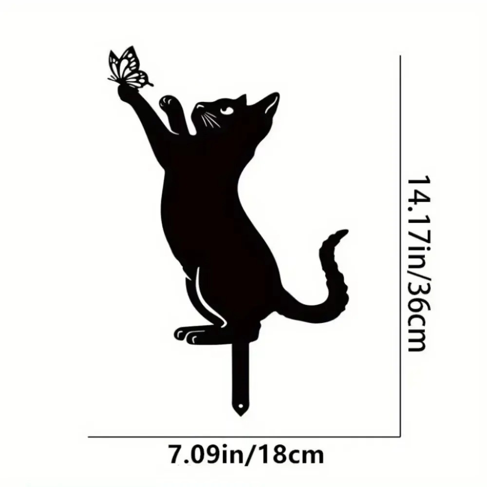 Whimsical Cat Silhouette Garden Stakes – Decorative Yard Lawn Accents