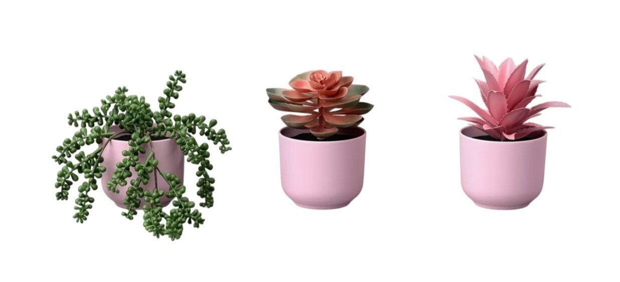 2pcs-ROOM ESSENTIALS Faux Succulents Artificial Plants Pink 3 pack
