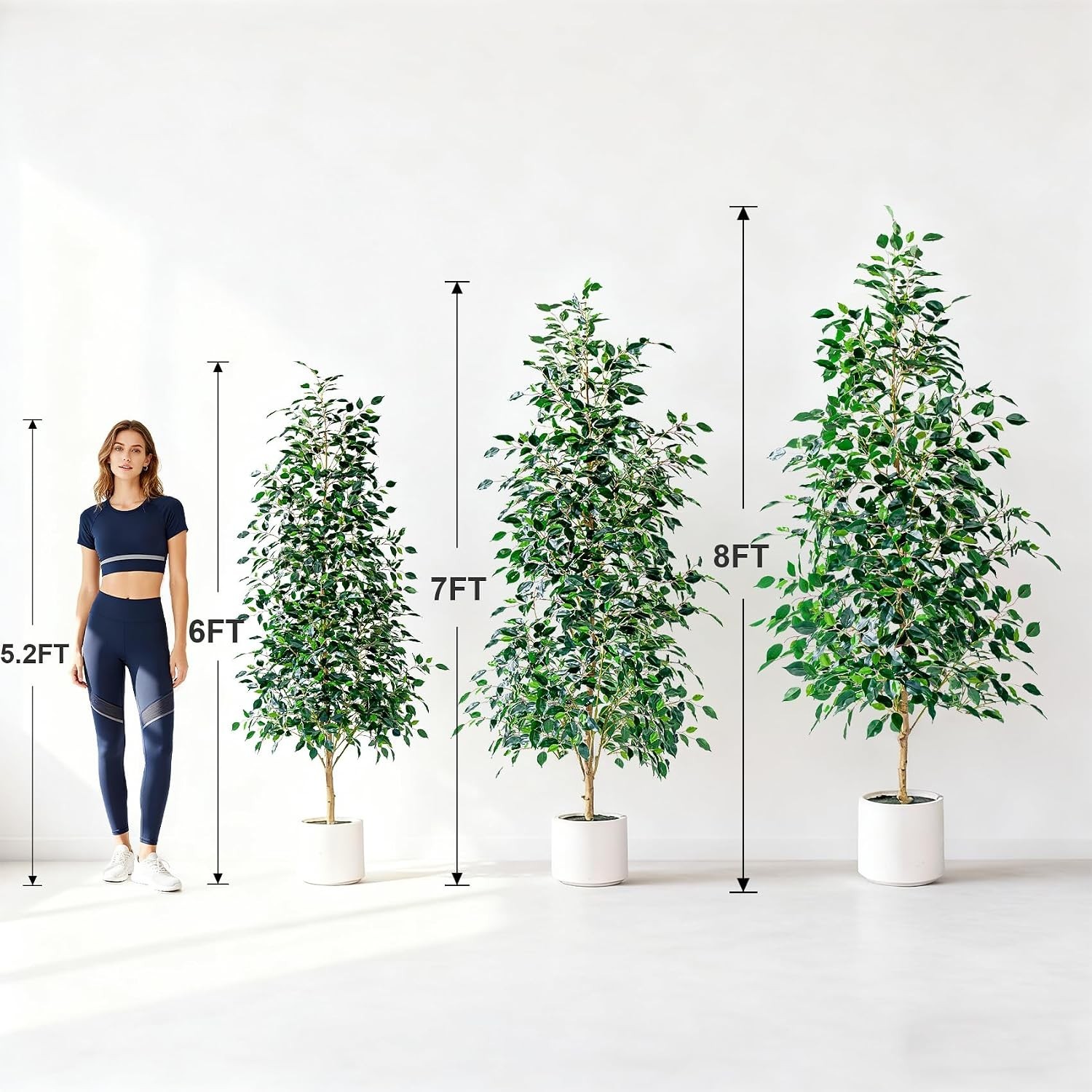 Artificial Ficus Tree 6FT Indoor Faux Tree with Pot Real Looking Green Decor