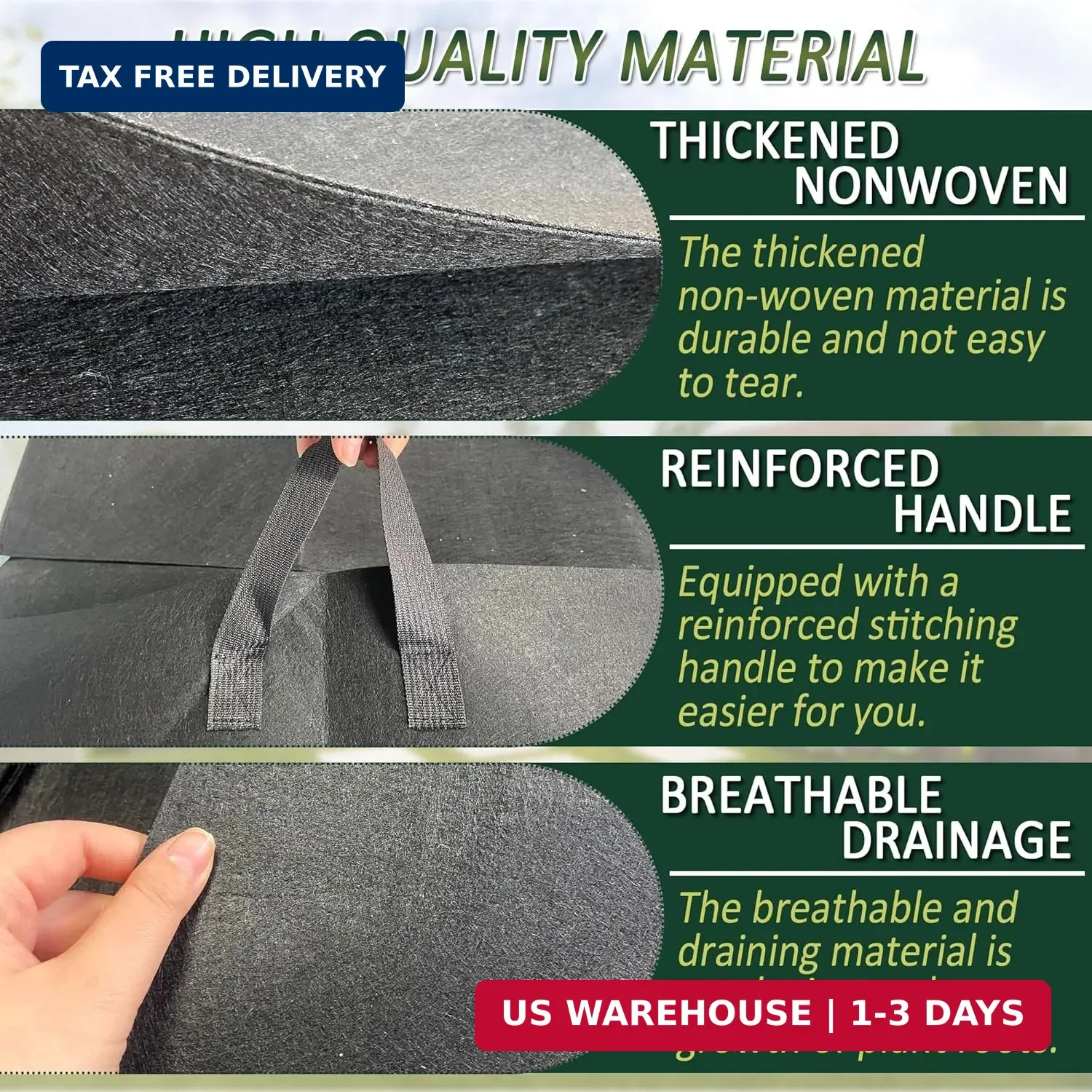 1PCS Raised Garden Bed Liner Fabric Raised Garden Bed Breathable Drainage Rectan