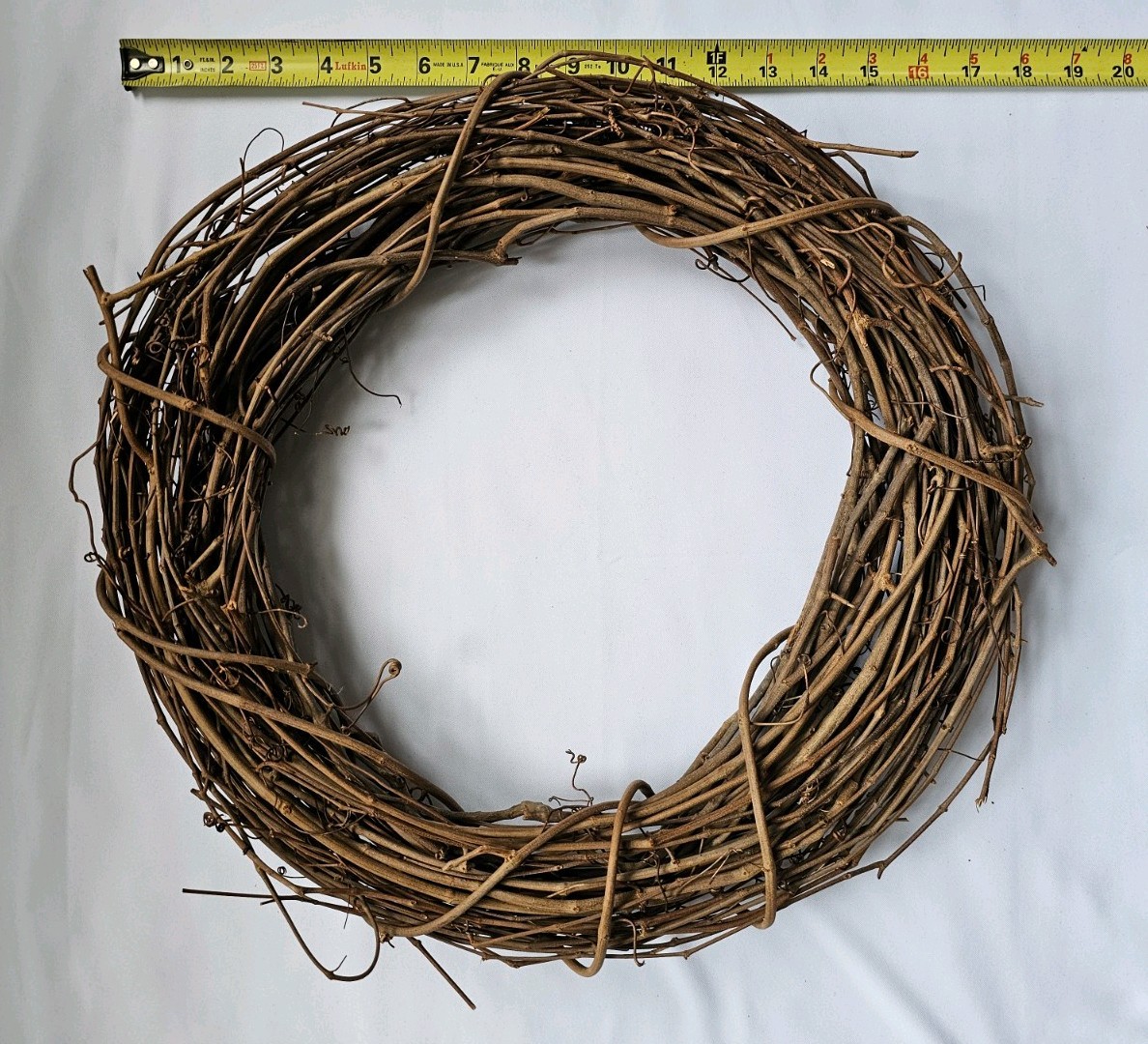 Grapevine Wreath Natural Brown 18 inch by 16 inch Craft Shape for DIY Projects