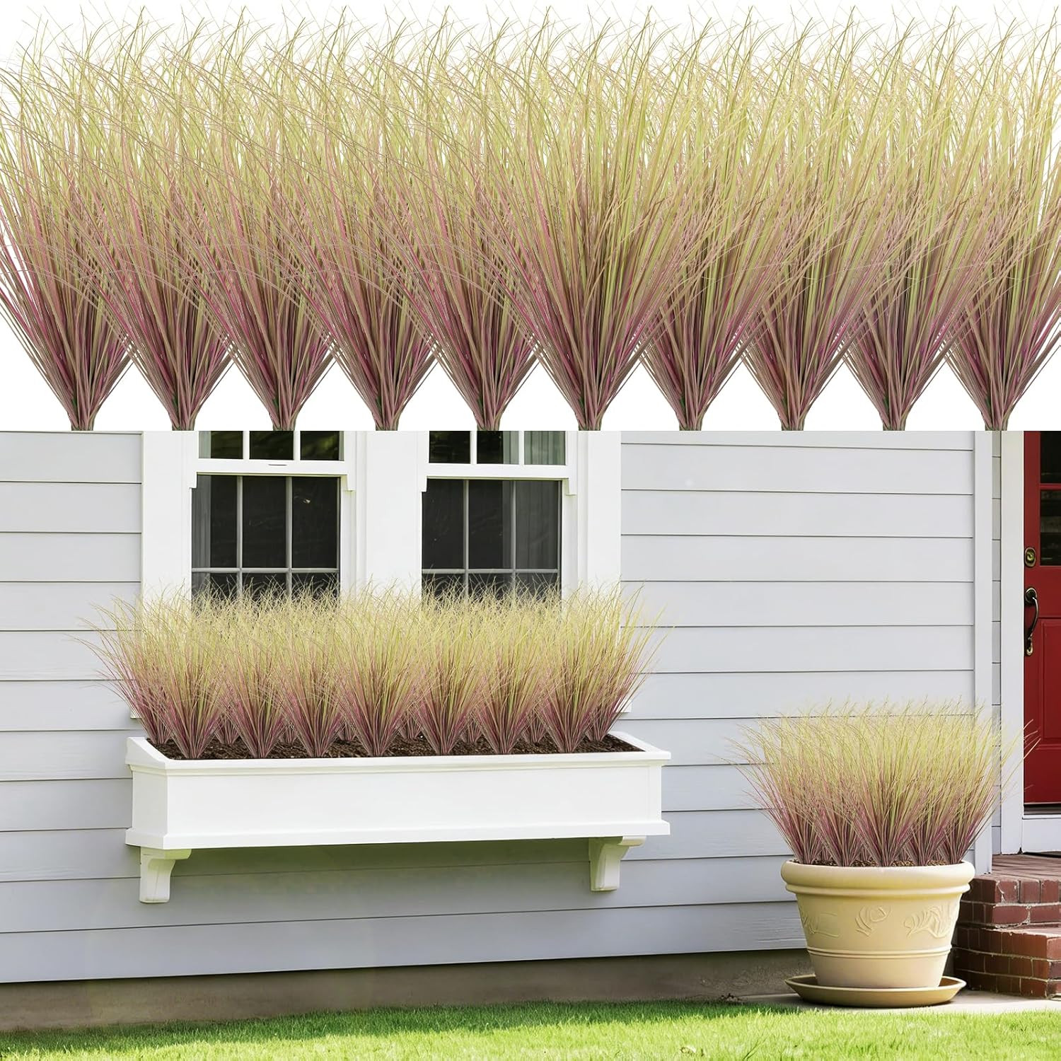 120 Bundles UV Resistant Faux Grass Plants for Indoor & Outdoor Decor