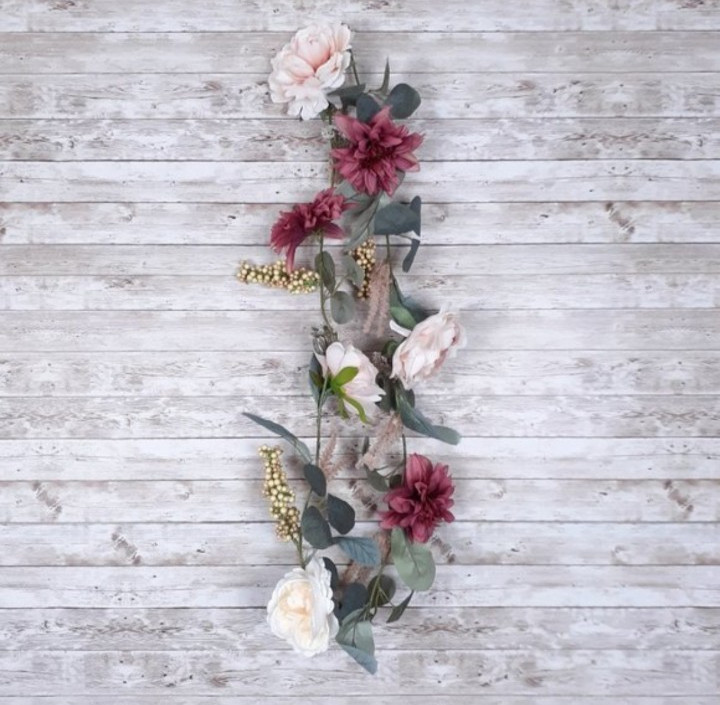 Floral Garland Pink Mauve Flowers Berries 72 Inch NWOT