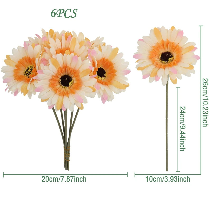 5/10Pcs 26Cm Artificial Silk Gerbera Flowers Bouquet Wedding Home Table Decorati