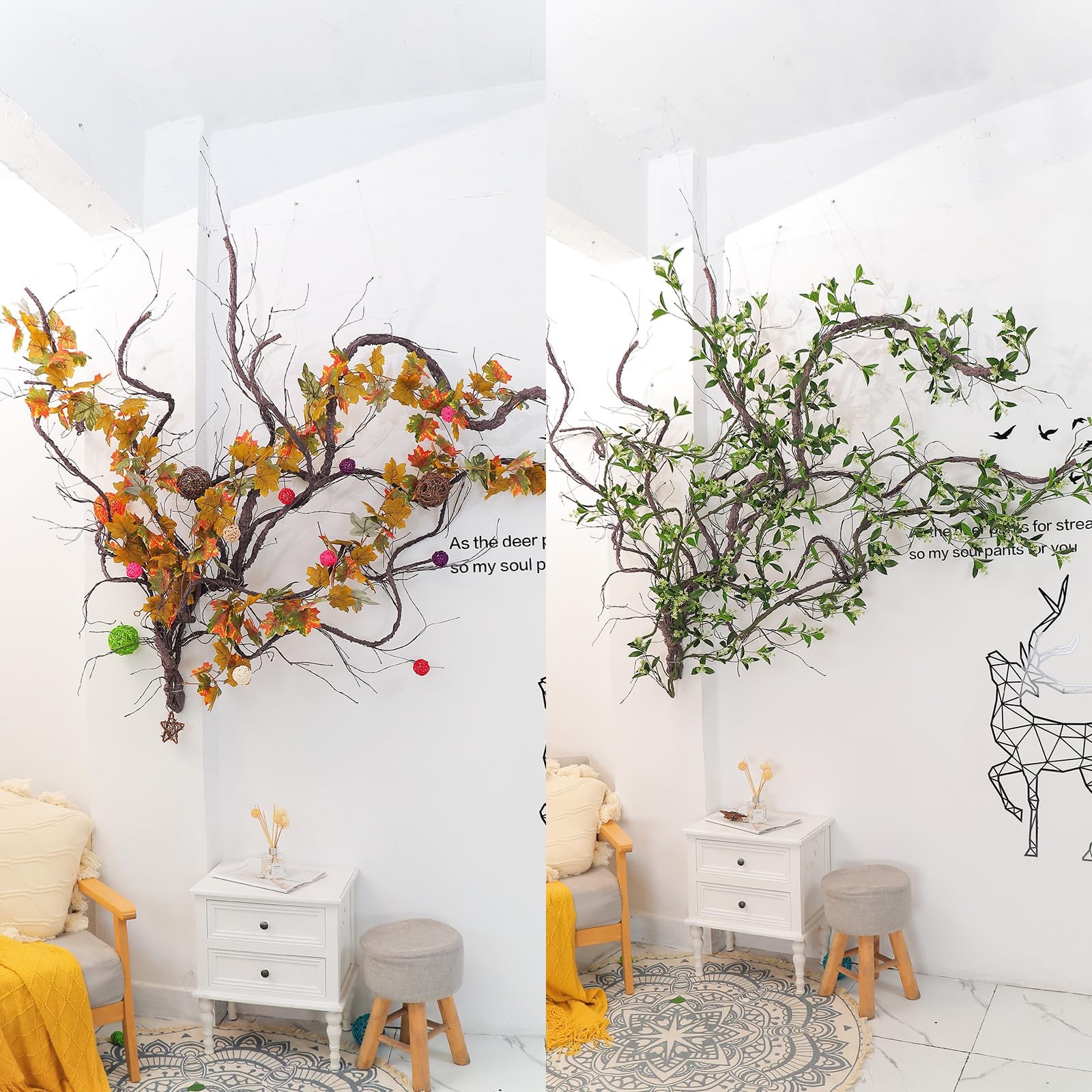 118″Brown S Bendable Grapevines Garland Faux Tree Branch Wall Hanging Decor