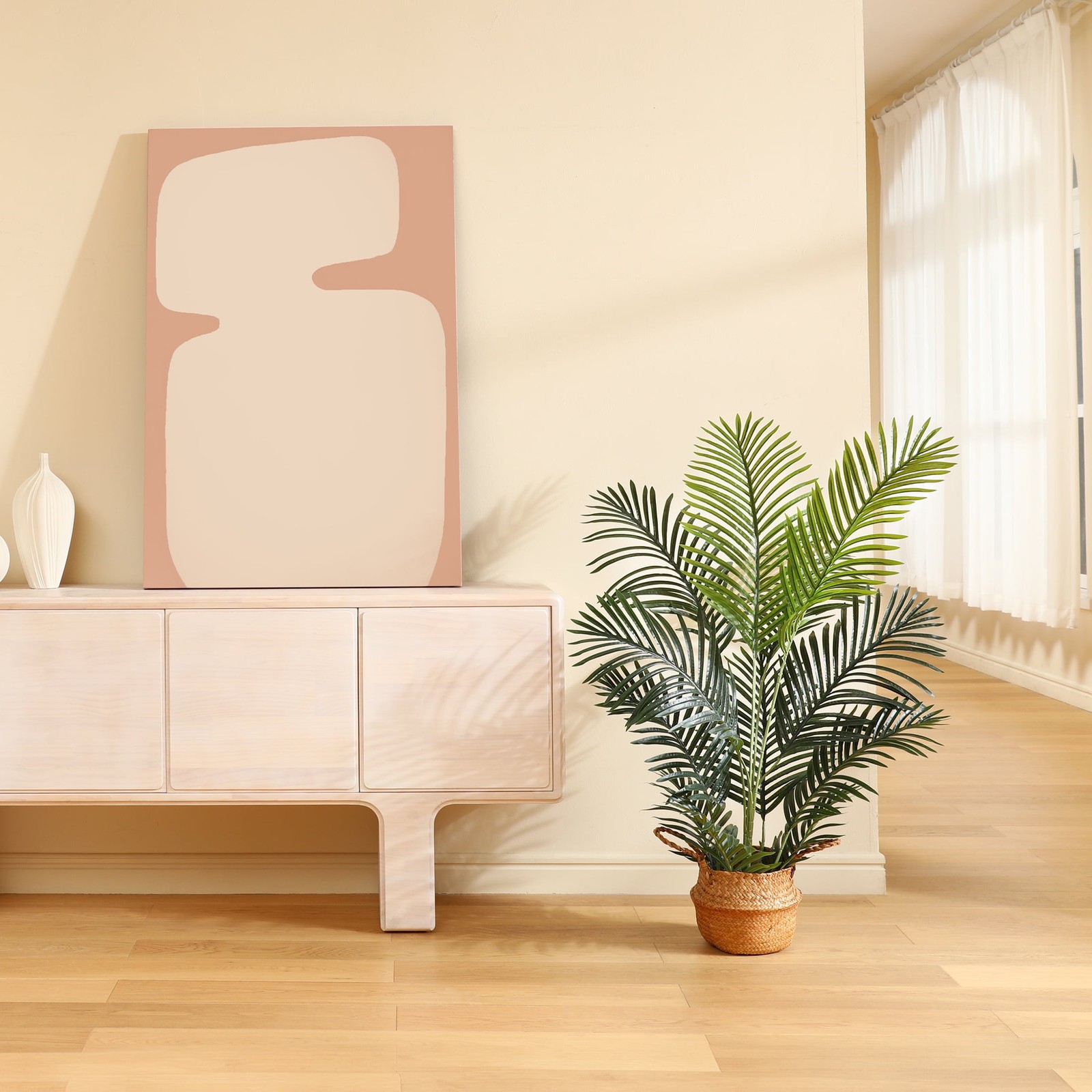 4 Feet Artificial Majestic Palm in Pot for Indoor Outdoor Home Office