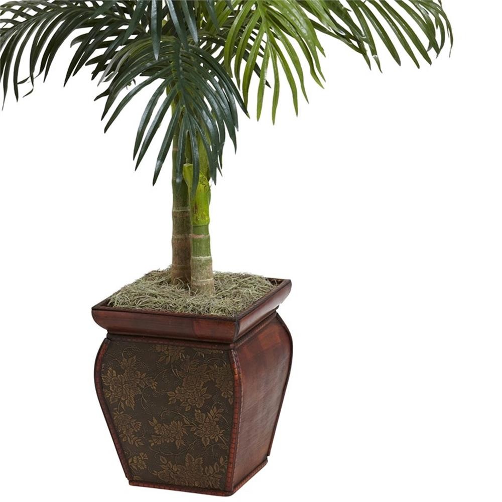 Pemberly Row 54″ Golden Cane Palm with Decorative Container in Green/Brown