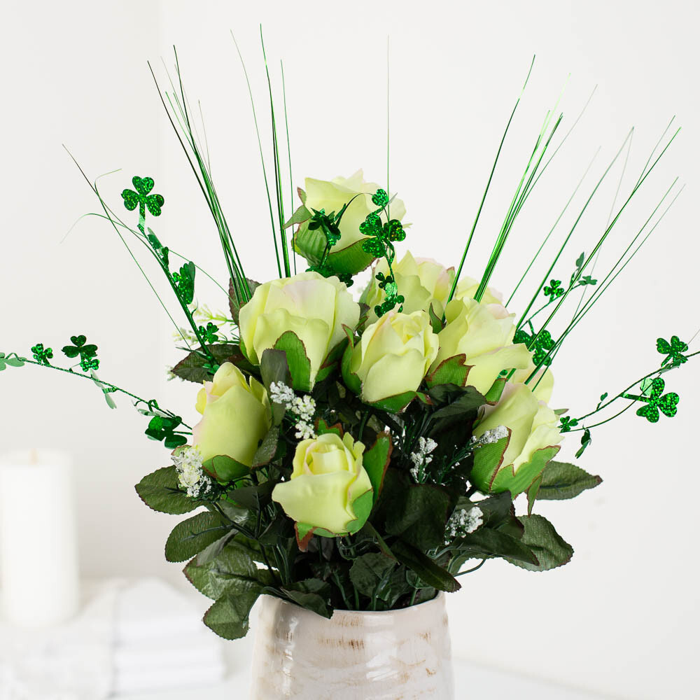 Package of 12 Holographic Green Shamrock St Patrick’s Day 19-1/2″ Sprays
