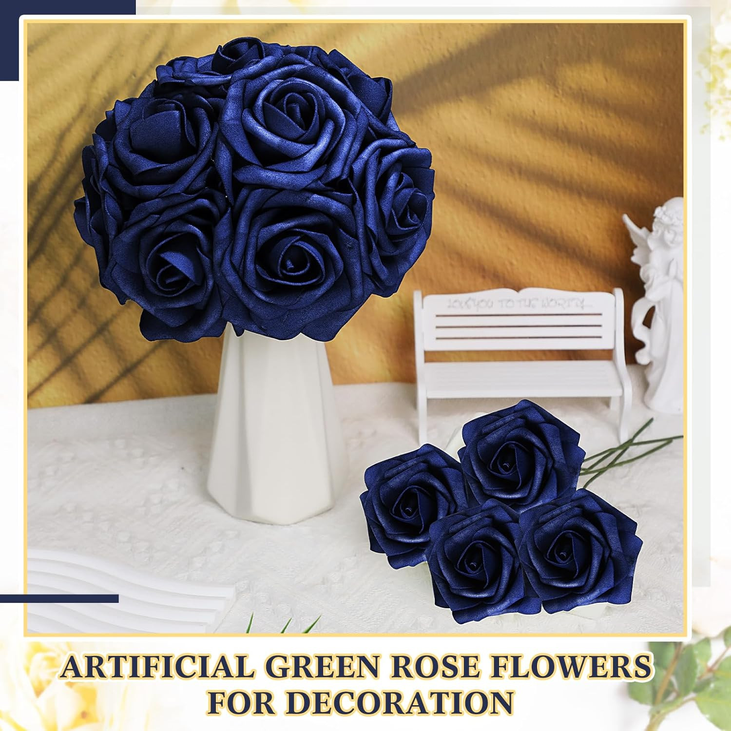 200 Pack Navy Blue Foam Roses for DIY Weddings & Home Decor