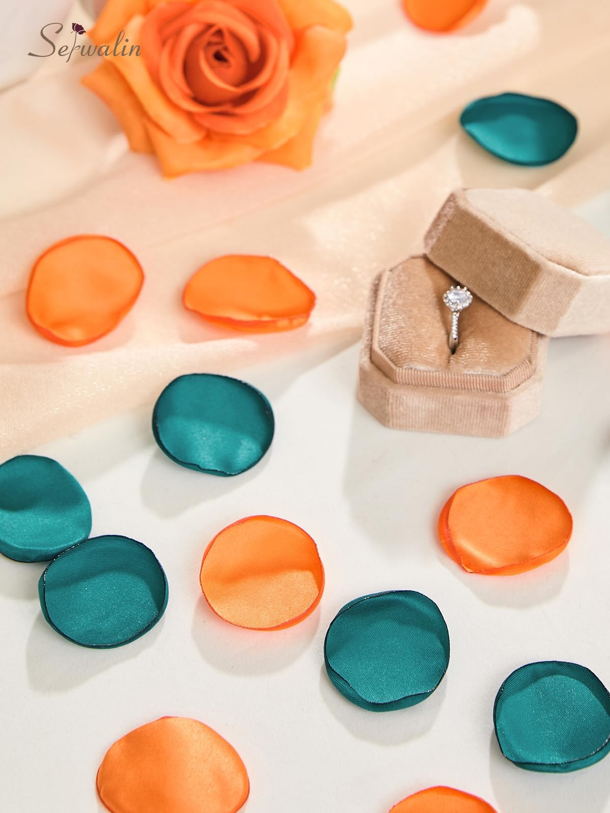 300 PCS Silk Rose Petals Fake Flower Petals Green Orange Artificial For Wedding