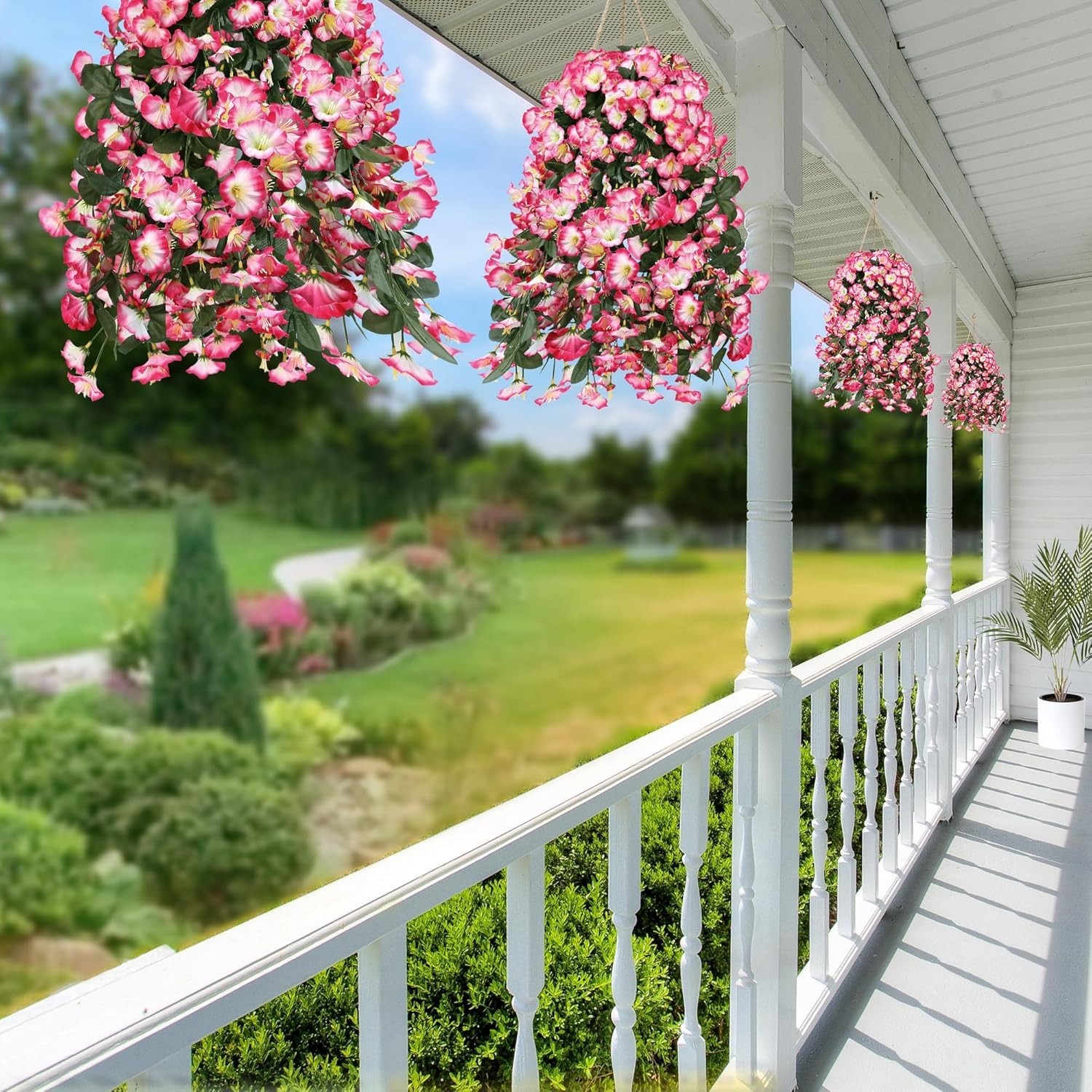Artificial Fake Hanging Flowers Plants for Outdoor Outside Spring Summer Deco…