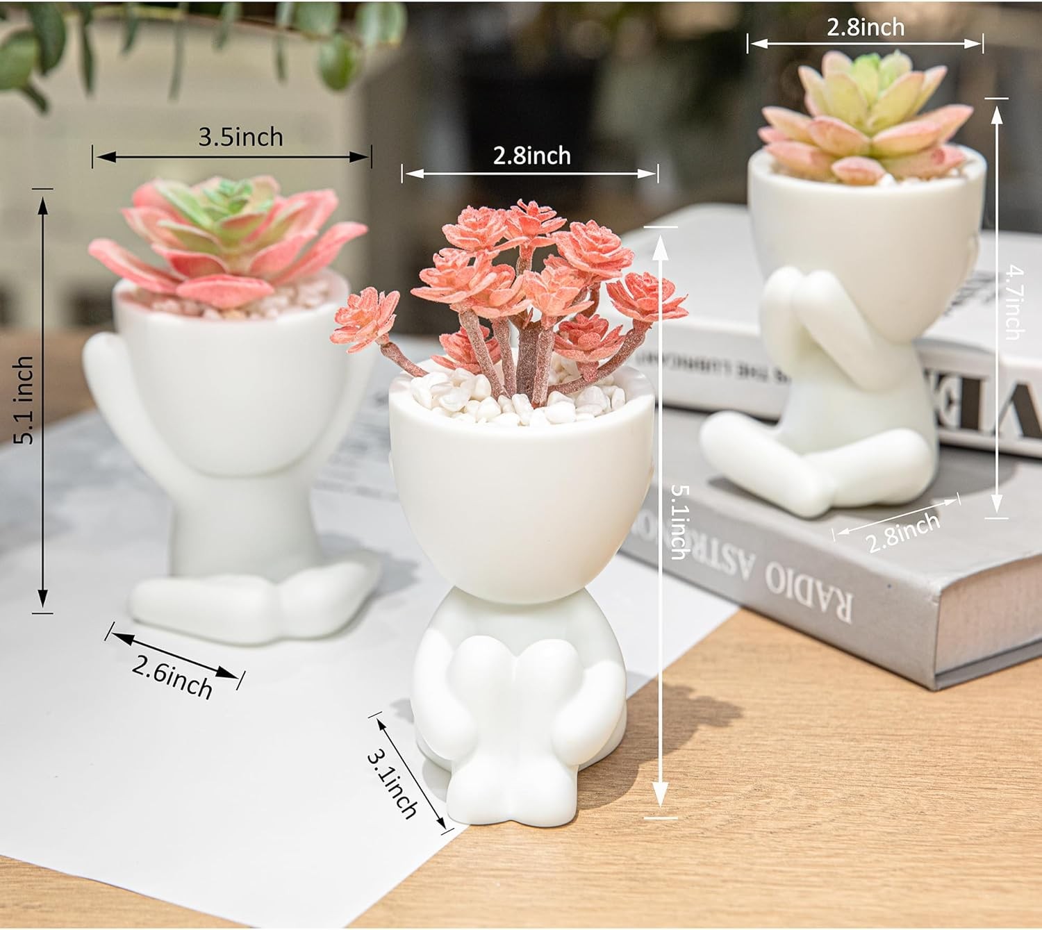 3PCS Cute Artificial Plant Office Decor