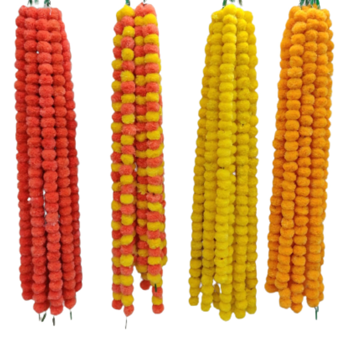 5 String Set 5 ft long Marigold garland Home Decor Indian Wedding Diwali Decor