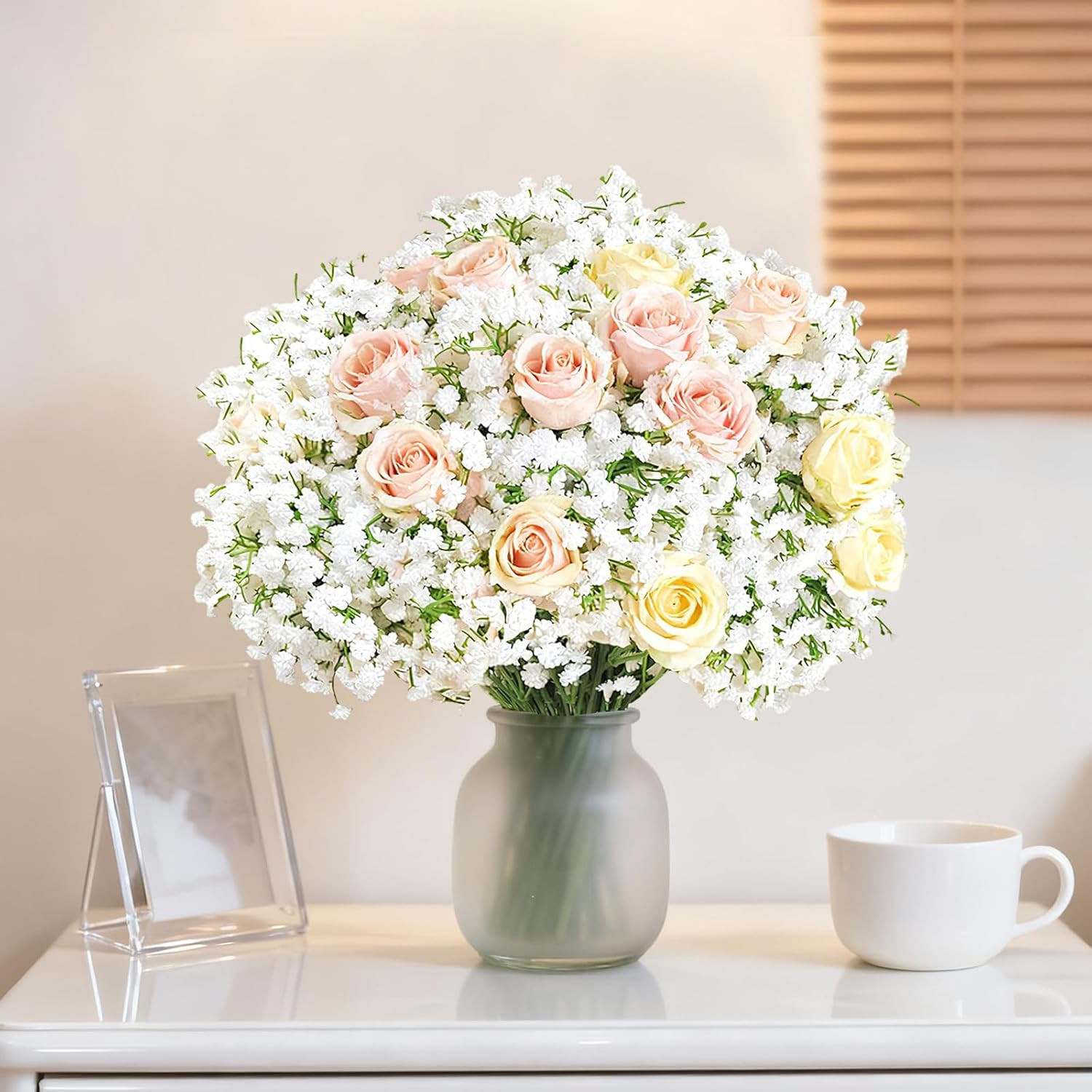 100Pcs Artificial Babys Breath Flowers – Real Touch White Decor for Weddings