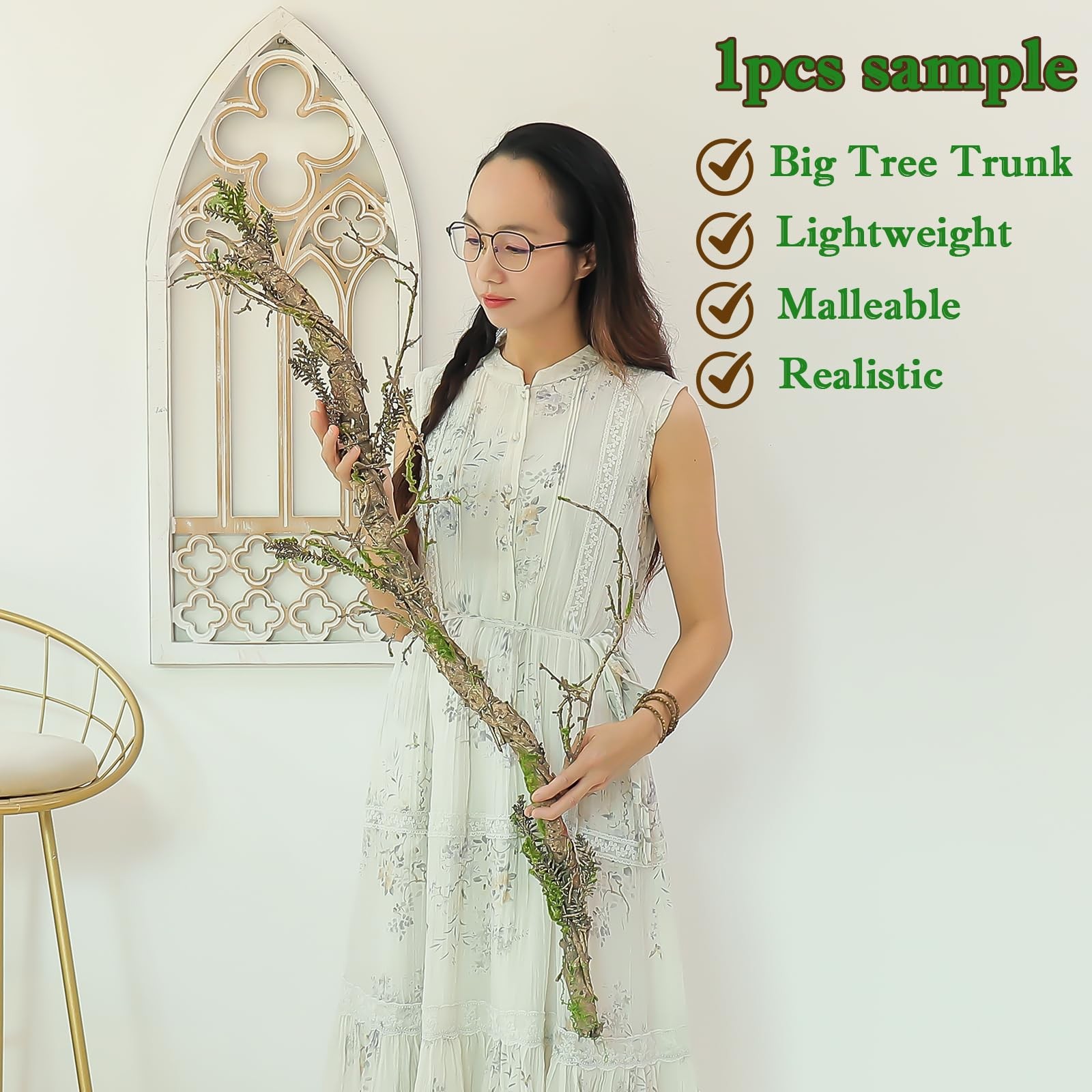 2Pcs 39.4inch Thick Bendable Artificial Tree Trunk Fake Large Wood Branches T…