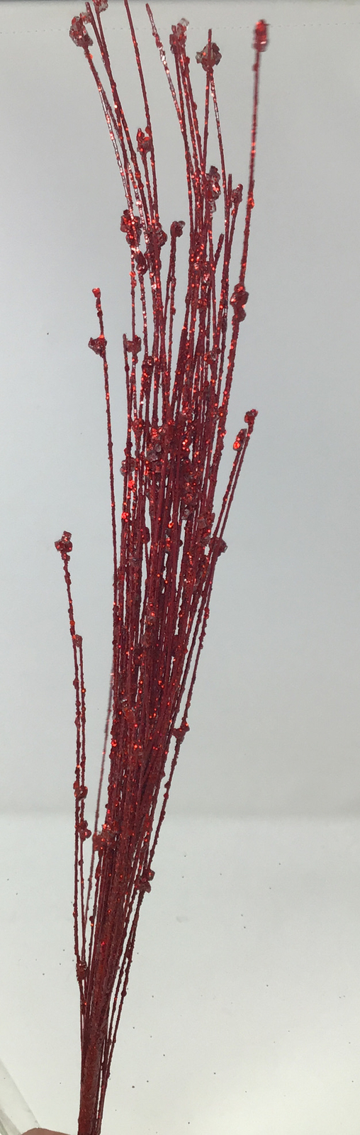 Christmas Pick Red Sparkly Floral Arrangement Basket Filler Stem 33” NOS Vintage