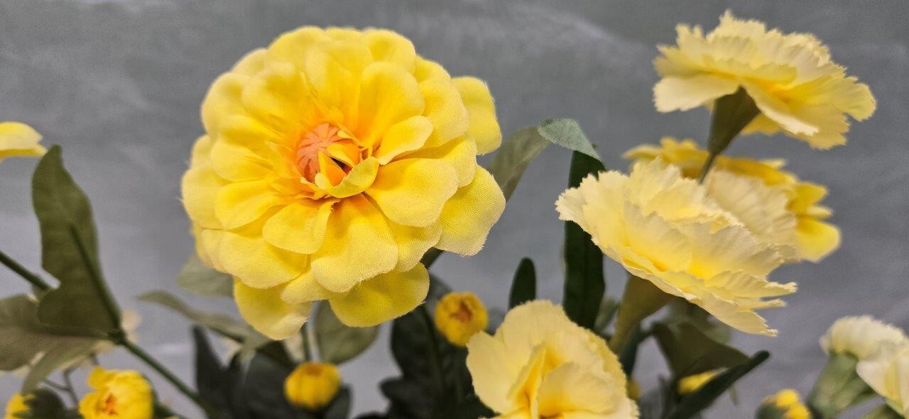 Yellow and White Faux Flower Bouquet – Adorable Floral Décor – Pastel Floral