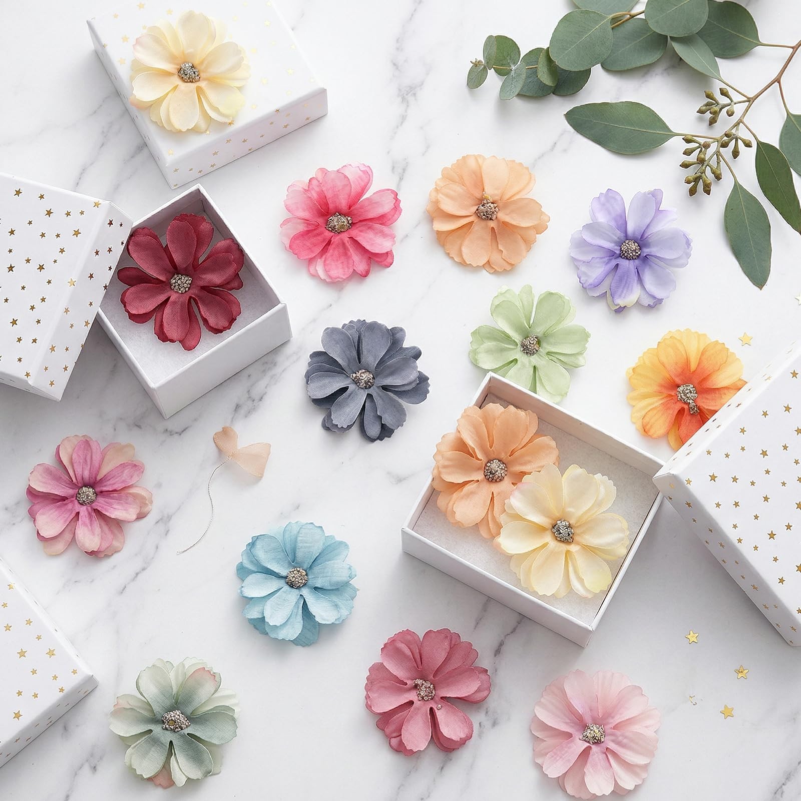 100 Pcs Mini Artificial Flower Heads for Crafts, 2 Inch Small Silk Daisy Flow…